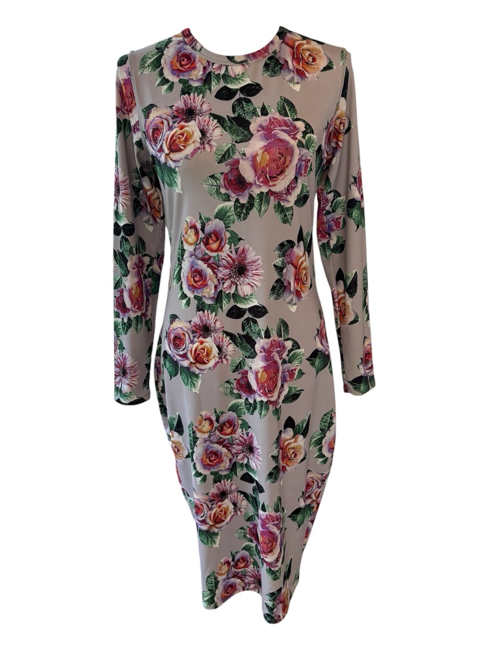 Zara Floral Long Sleeve Midi Dress.  Size L